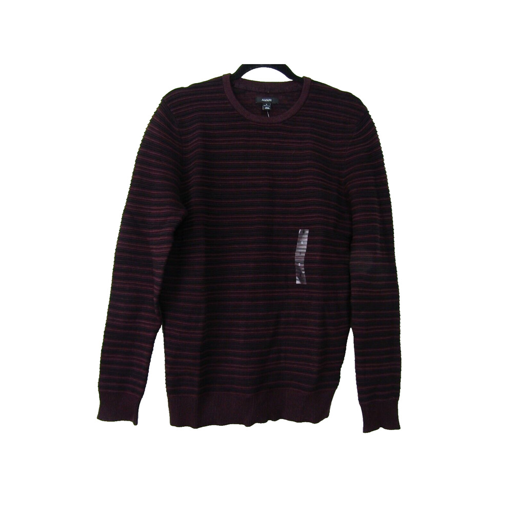 Alfani Burgundy/Black Ribbed Knit‎ Crew Sweater Mens size S Coastal Fisherman